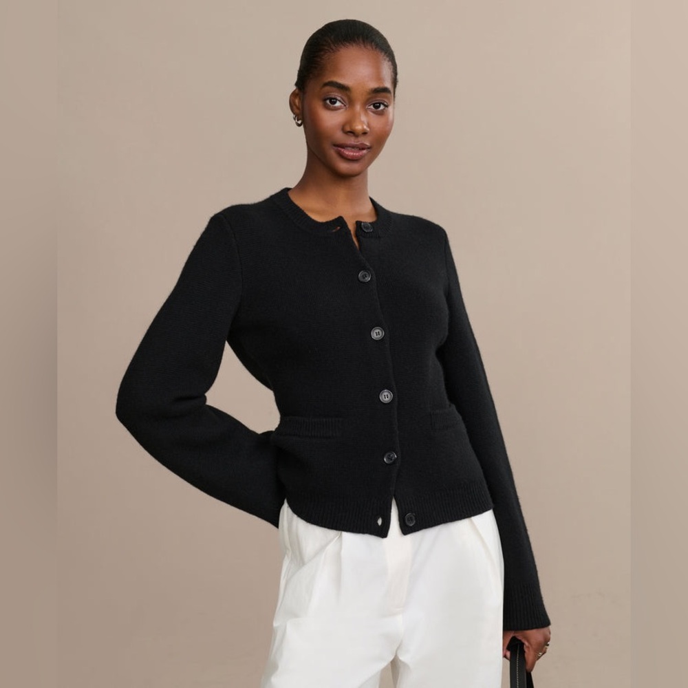 NWT Jenni Kayne Black Wool Cashmere Cooper Cardigan Size XS